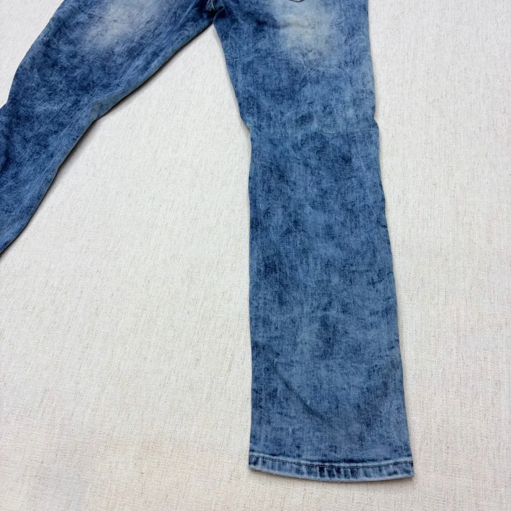 Rue21 Premium Supreme Flex Skinny Moto Biker Distressed Acid Wash Jeans 30x30